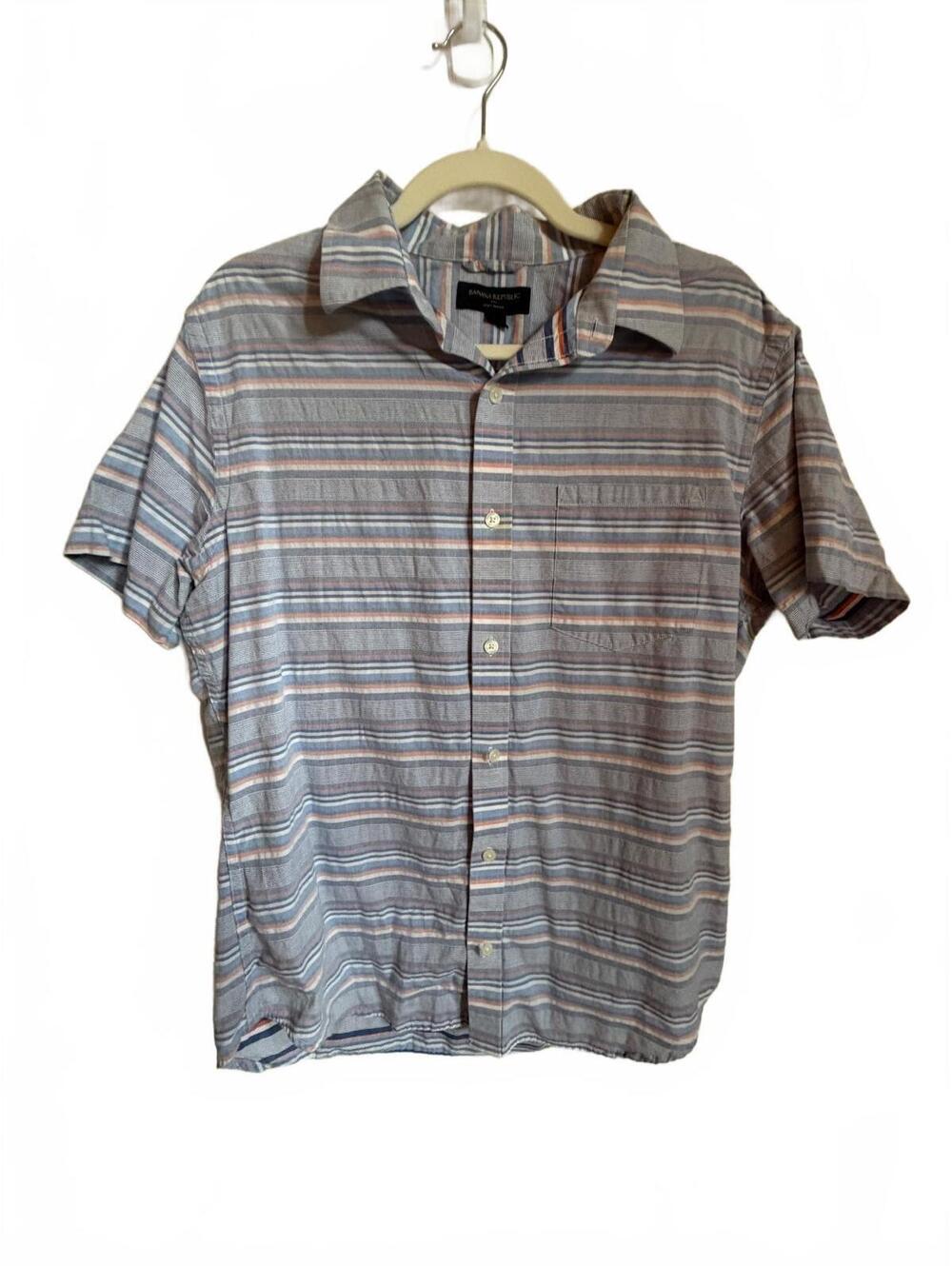 Banana Republic Soft Wash Medium Striped Short Sleeve Shirt